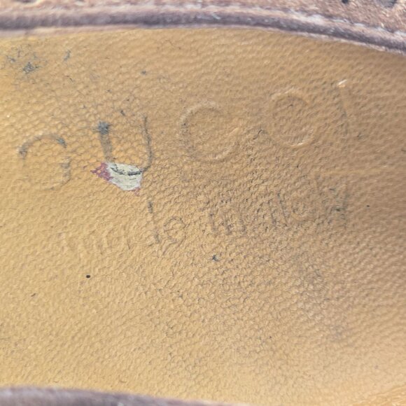 Gucci Italy Men size 7.5E Brown Suede Wingtip Derby Oxfords Designer Dress Shoes - Picture 13 of 14